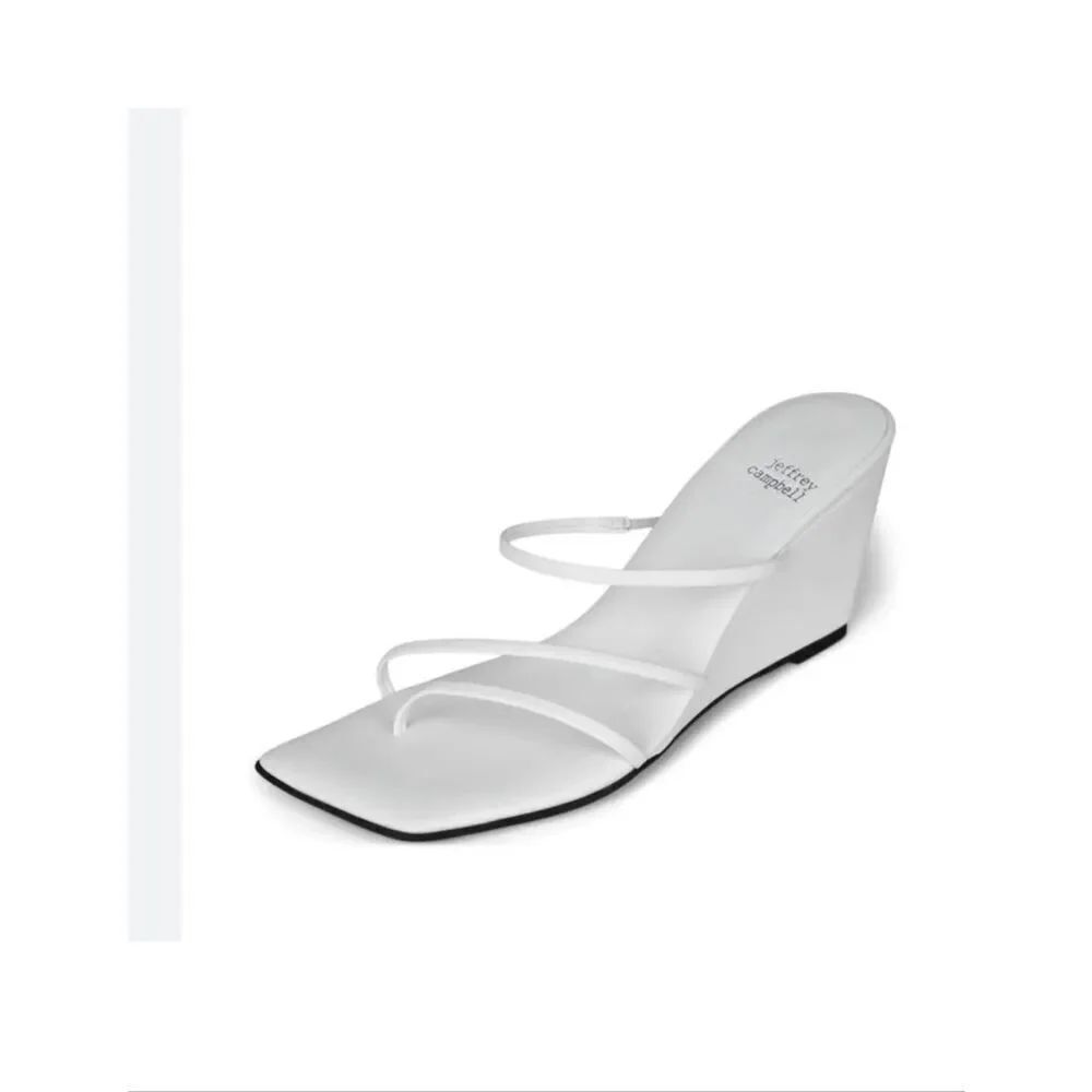 Jeffrey Campbell women’s white wedge palate sandal minimalist heels open toe str